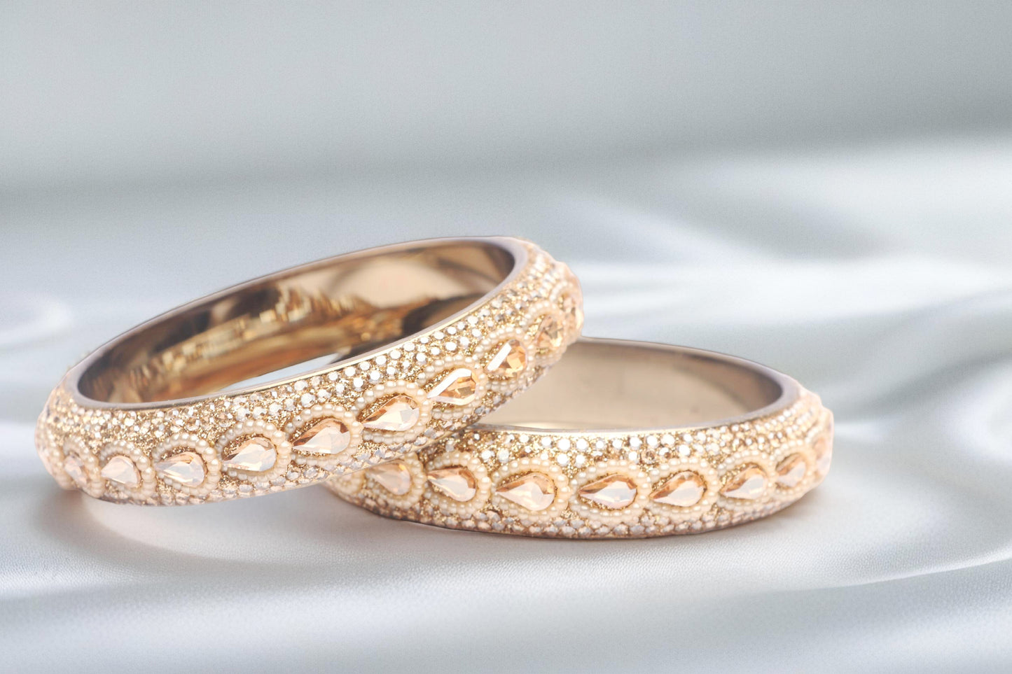 Glass Kada for Women & Girls – Kundan Studded Work (Pack of 2)