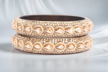 Glass Kada for Women & Girls – Kundan Studded Work (Pack of 2)