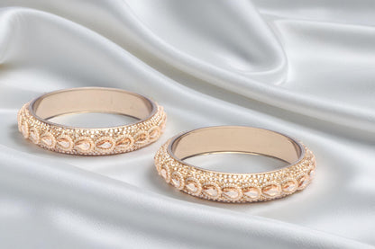 Glass Kada for Women & Girls – Kundan Studded Work (Pack of 2)