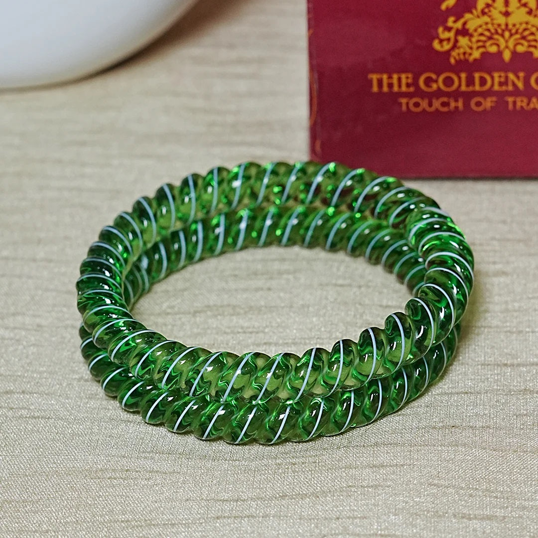 Designer Spiral Pattern Glass Kada Bangles for Women (Pack of 2)