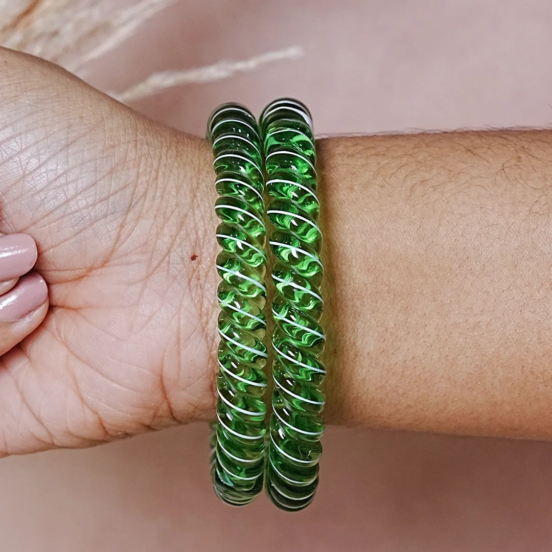 Designer Spiral Pattern Glass Kada Bangles for Women (Pack of 2)