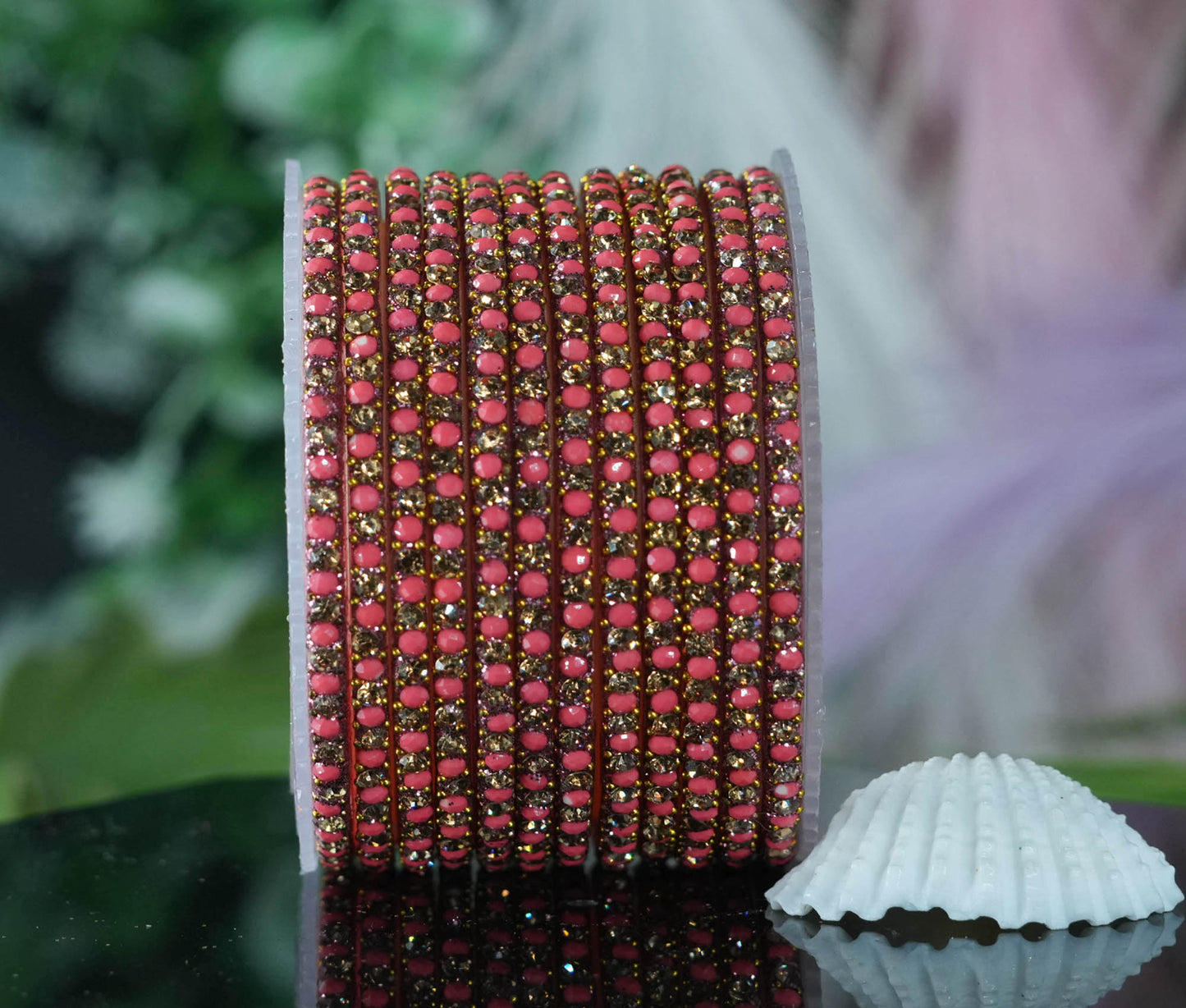 Glass Bangles with Beads Studded for Women & Girls | Multiple Color Chudiyan (Pack of 12 Bangles)