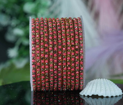 Glass Bangles with Beads Studded for Women & Girls | Multiple Color Chudiyan (Pack of 12 Bangles)