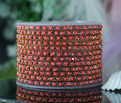 Glass Bangles with Beads Studded for Women & Girls | Multiple Color Chudiyan (Pack of 12 Bangles)