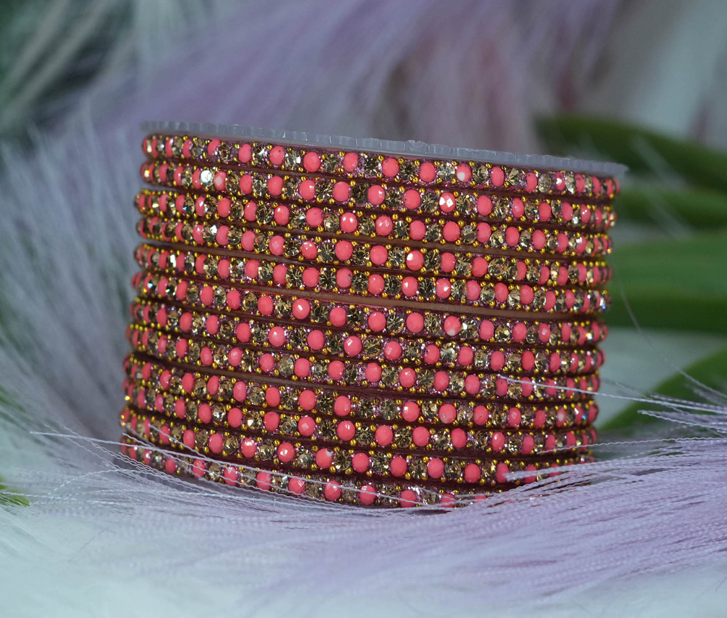 Glass Bangles with Beads Studded for Women & Girls | Multiple Color Chudiyan (Pack of 12 Bangles)