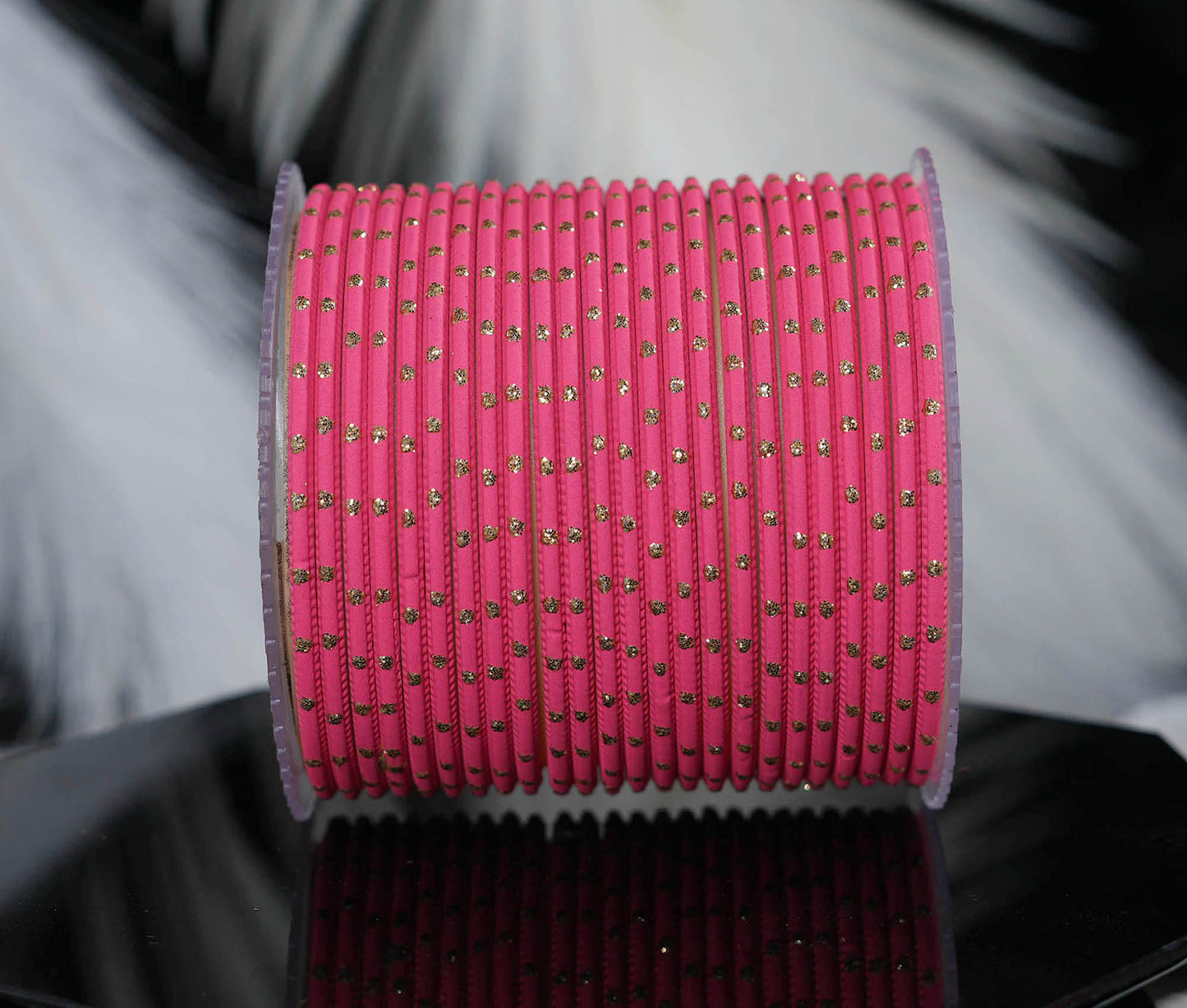 Gajari Dot Design Matte Finish Metal Bangle for Women & Girls (Pack of 24)