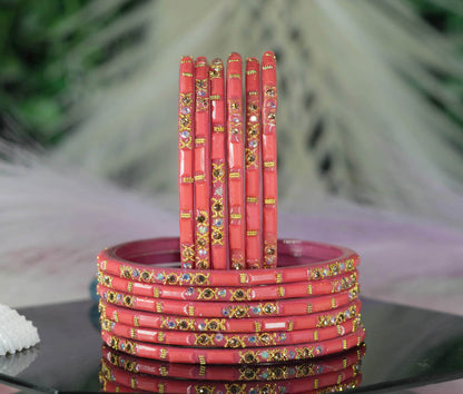 Zircon Gemstone Studded Glass Bangles for Women & Girls (Pack of 12 Bangles)