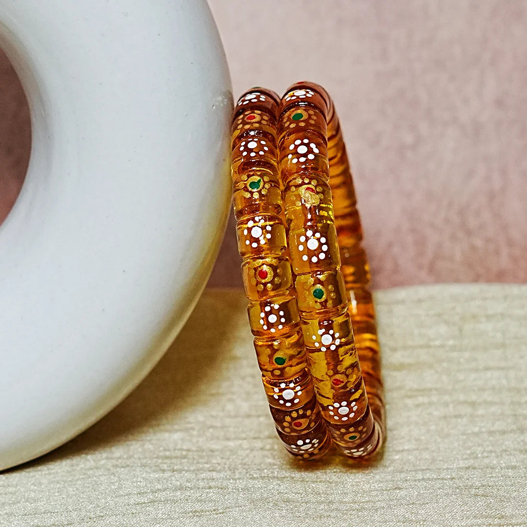 Stylish Cutting Design Printed Glass Kada for Women & Girls (Pack of 2)