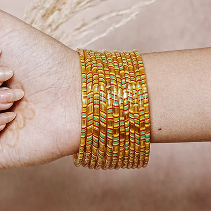 Women’s Printed Glass Bangles – Shiny & Smooth Finish (Pack of 12)
