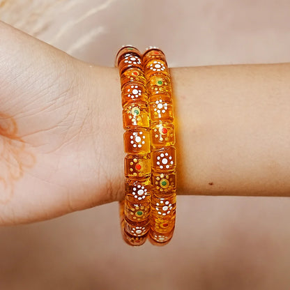 Stylish Cutting Design Printed Glass Kada for Women & Girls (Pack of 2)