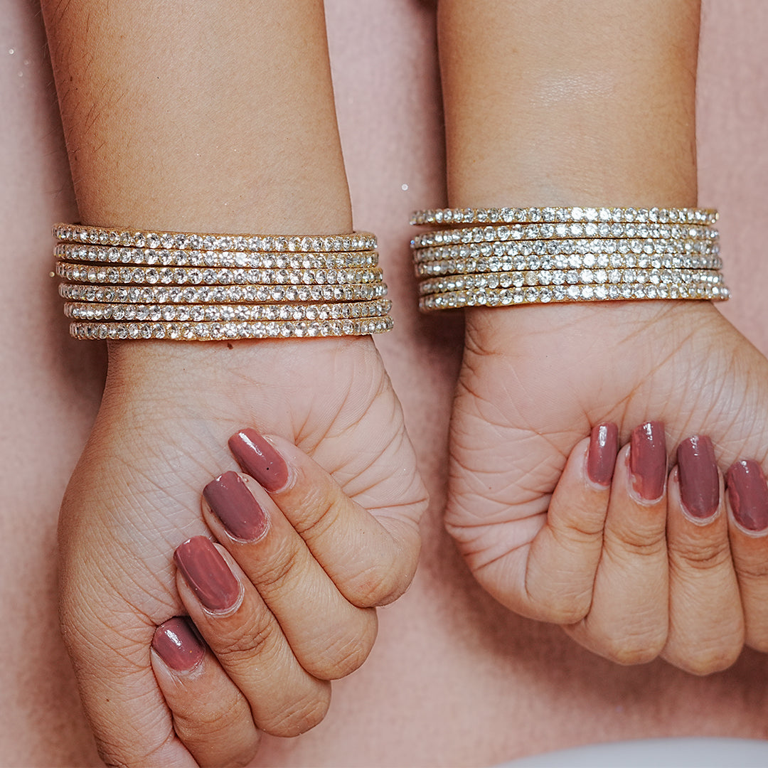 Glass Bangle for Women and Girls | Elegant Beads & Stone Work Design (Pack of 12 Bangles)