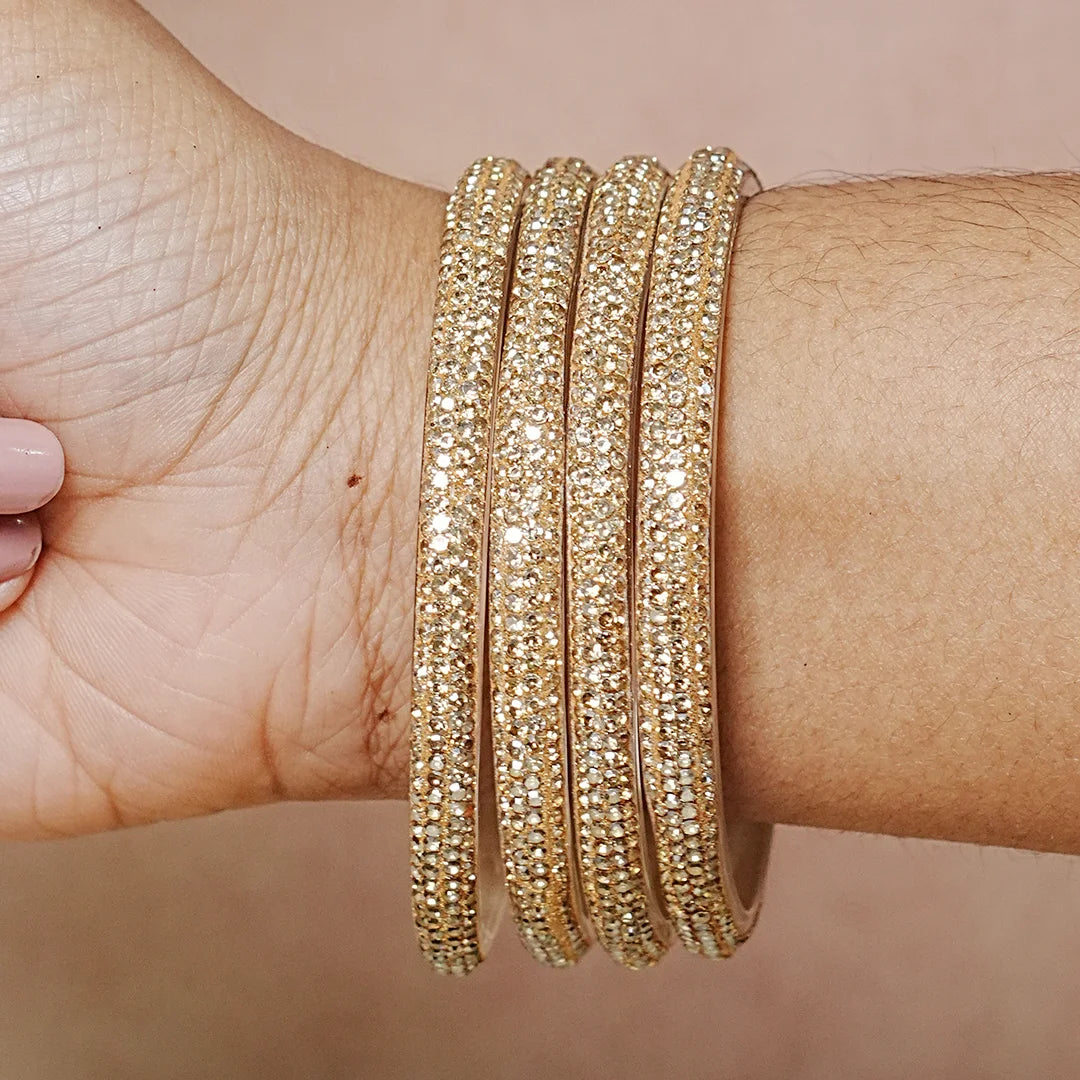 Handmade Designer Beads Work Glass Kada Bangles for Women & Girls (Pack of 4)