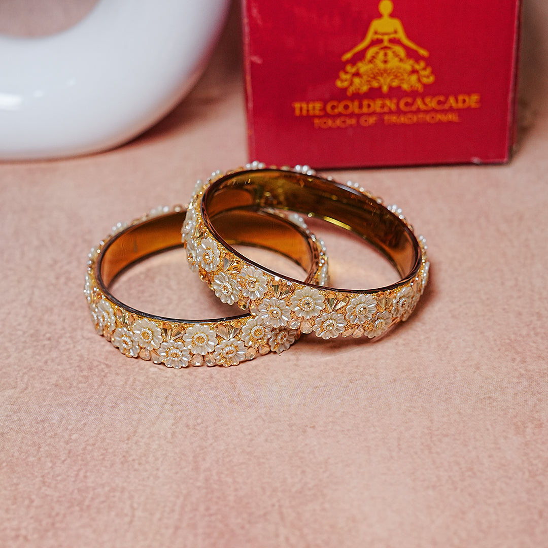 Floral Design Glass Kada for Women & Girls – (Pack of 2 Kada)