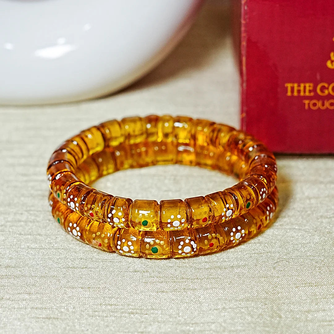 Stylish Cutting Design Printed Glass Kada for Women & Girls (Pack of 2)