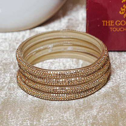 Handmade Designer Beads Work Glass Kada Bangles for Women & Girls (Pack of 4)