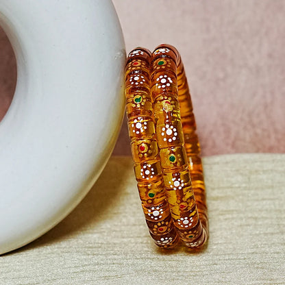 Stylish Cutting Design Printed Glass Kada for Women & Girls (Pack of 2)