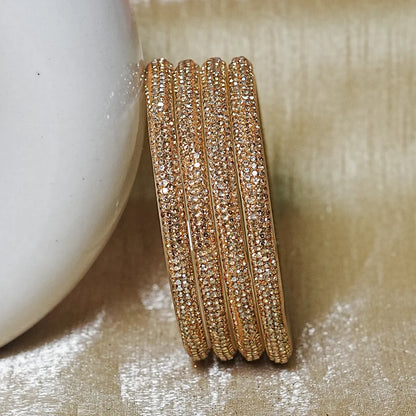 Handmade Designer Beads Work Glass Kada Bangles for Women & Girls (Pack of 4)