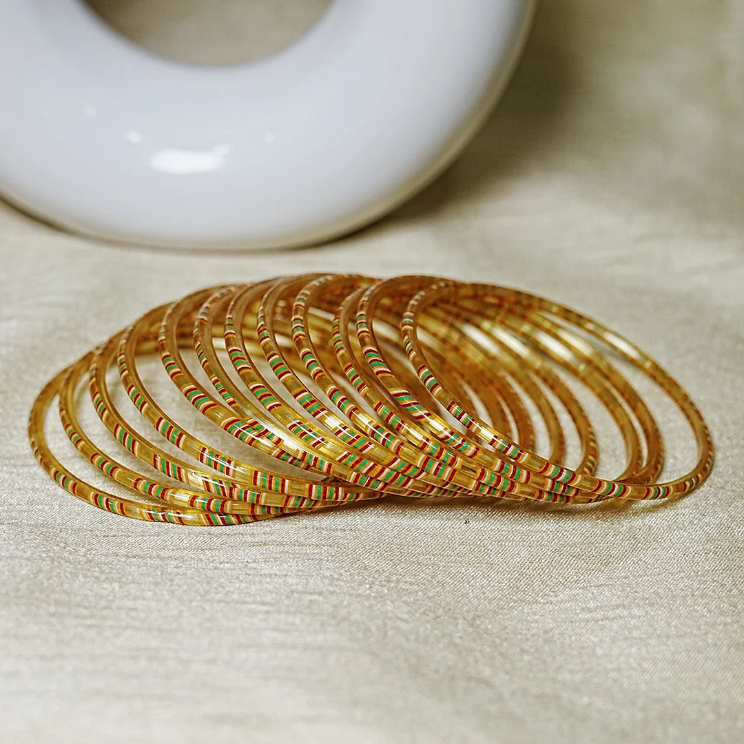 Women’s Printed Glass Bangles – Shiny & Smooth Finish (Pack of 12)