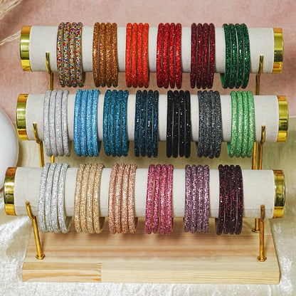 Handmade Designer Beads Work Glass Kada Bangles for Women & Girls (Pack of 4)