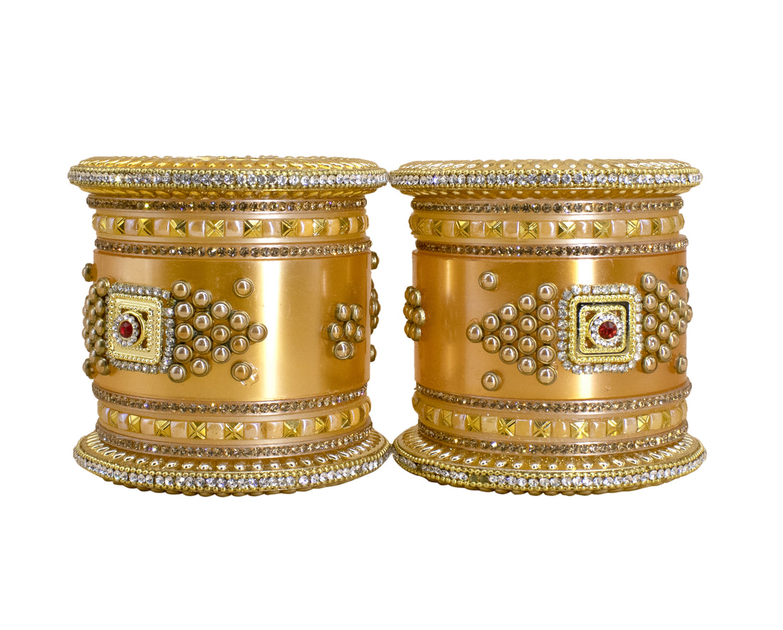 Golden Color Rajwadi Bridal Chuda Set for Women | Traditional Indian Wedding Chura Set for Brides