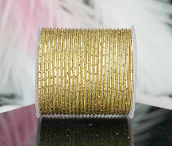 Golden Dot Design Matte Finish Metal Bangle for Women & Girls (Pack of 24)