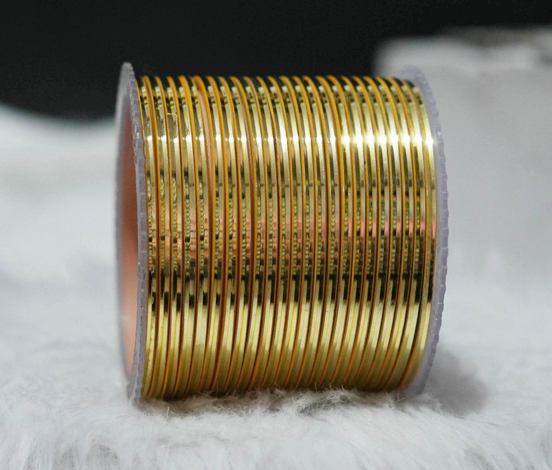 Golden Color Glossy Metal Bangle for Women & Girls (Pack of 24)