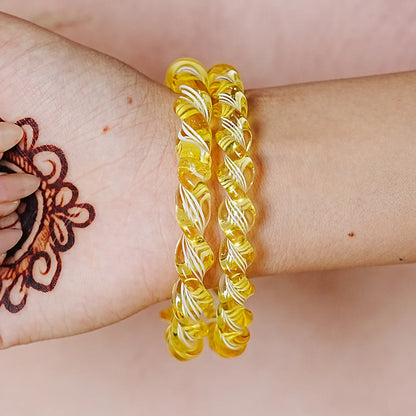 Glossy Finish Spiral Look Glass Kada Bangle for Women & Girls (Pack of 2)