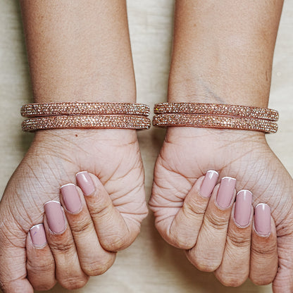 Handmade Beaded Work Glass Kada Bangles for Women & Girls (Pack of 4 Kada)