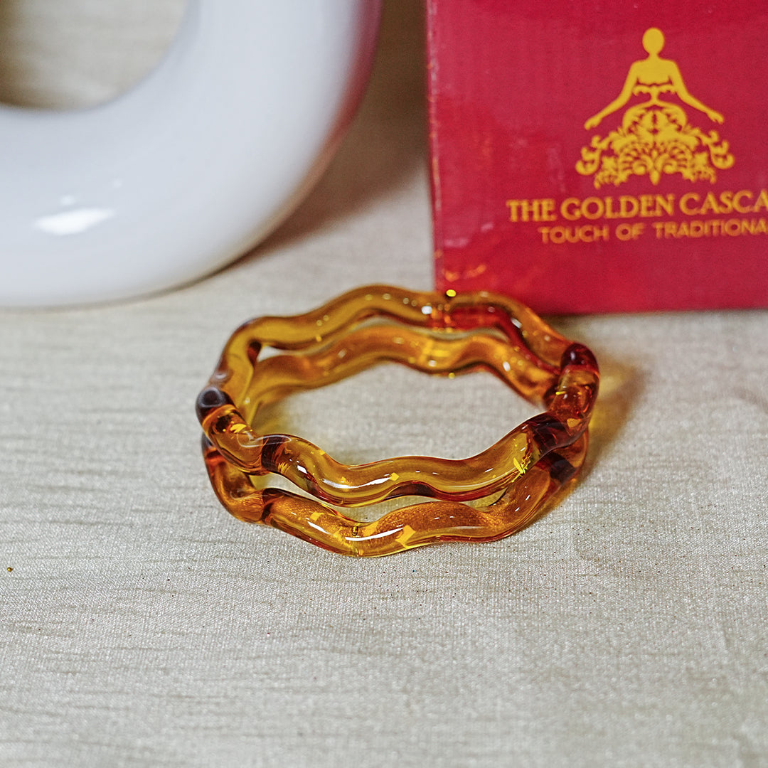 Zig-Zag Glass Kada Bangle, Glossy Finish for women and girls (Pack of 2 Kada)