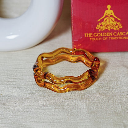 Zig-Zag Glass Kada Bangle, Glossy Finish for women and girls (Pack of 2 Kada)