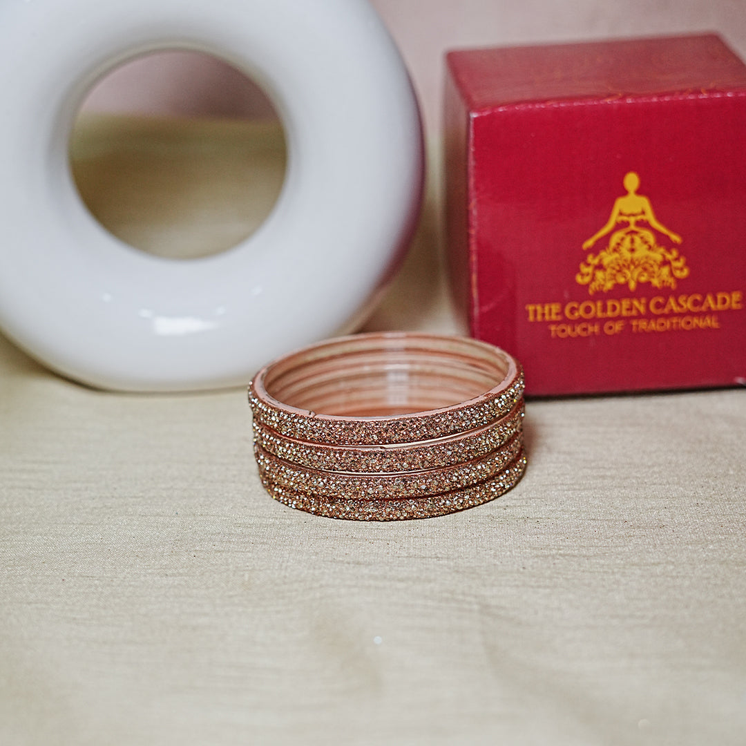 Handmade Beaded Work Glass Kada Bangles for Women & Girls (Pack of 4 Kada)