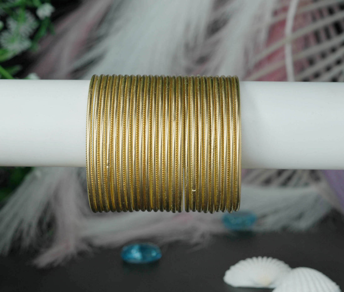 Golden Color Plain Matte Metal Bangles for Women & Girls (Pack of 24)