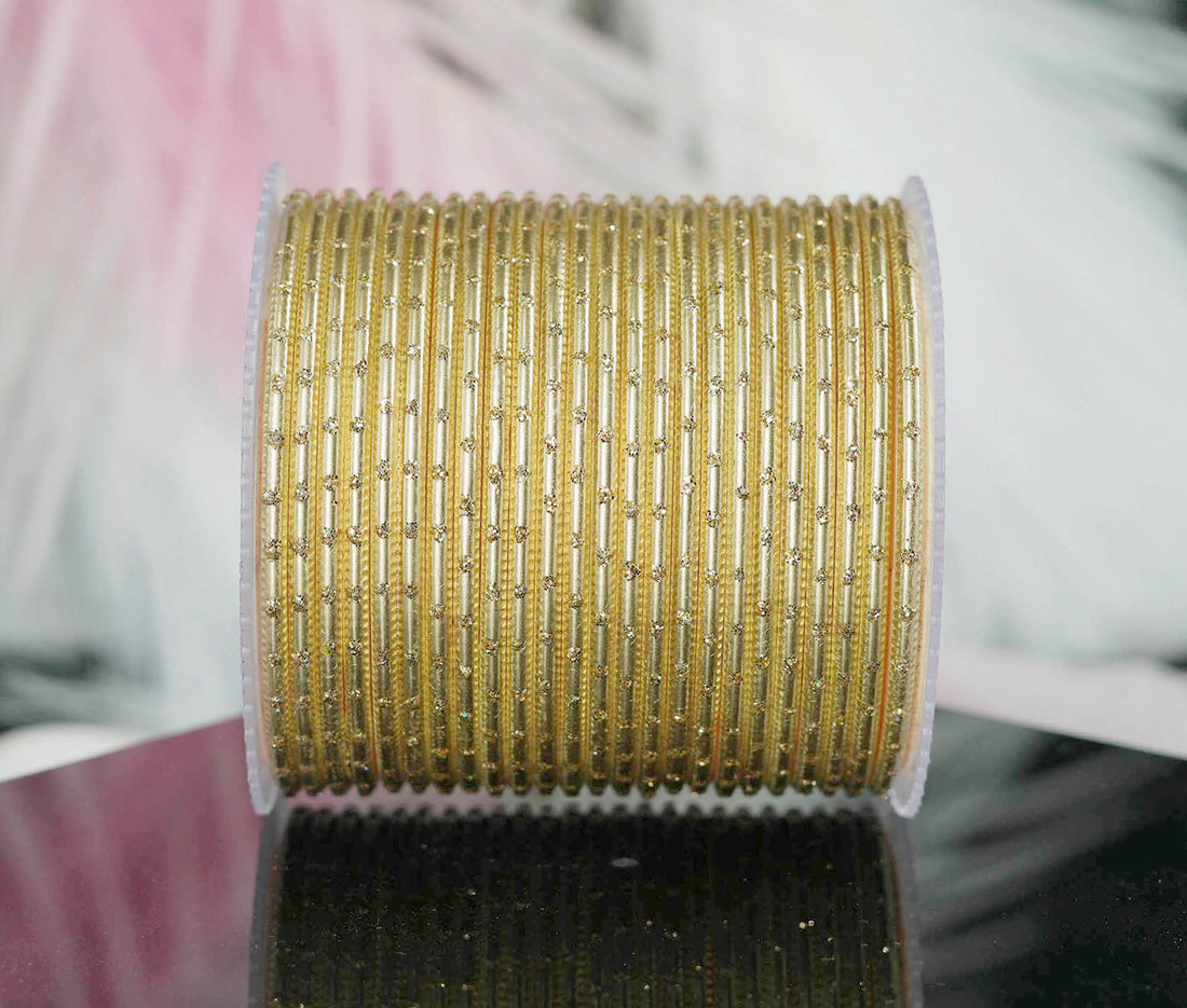 Golden Dot Design Matte Finish Metal Bangle for Women & Girls (Pack of 24)