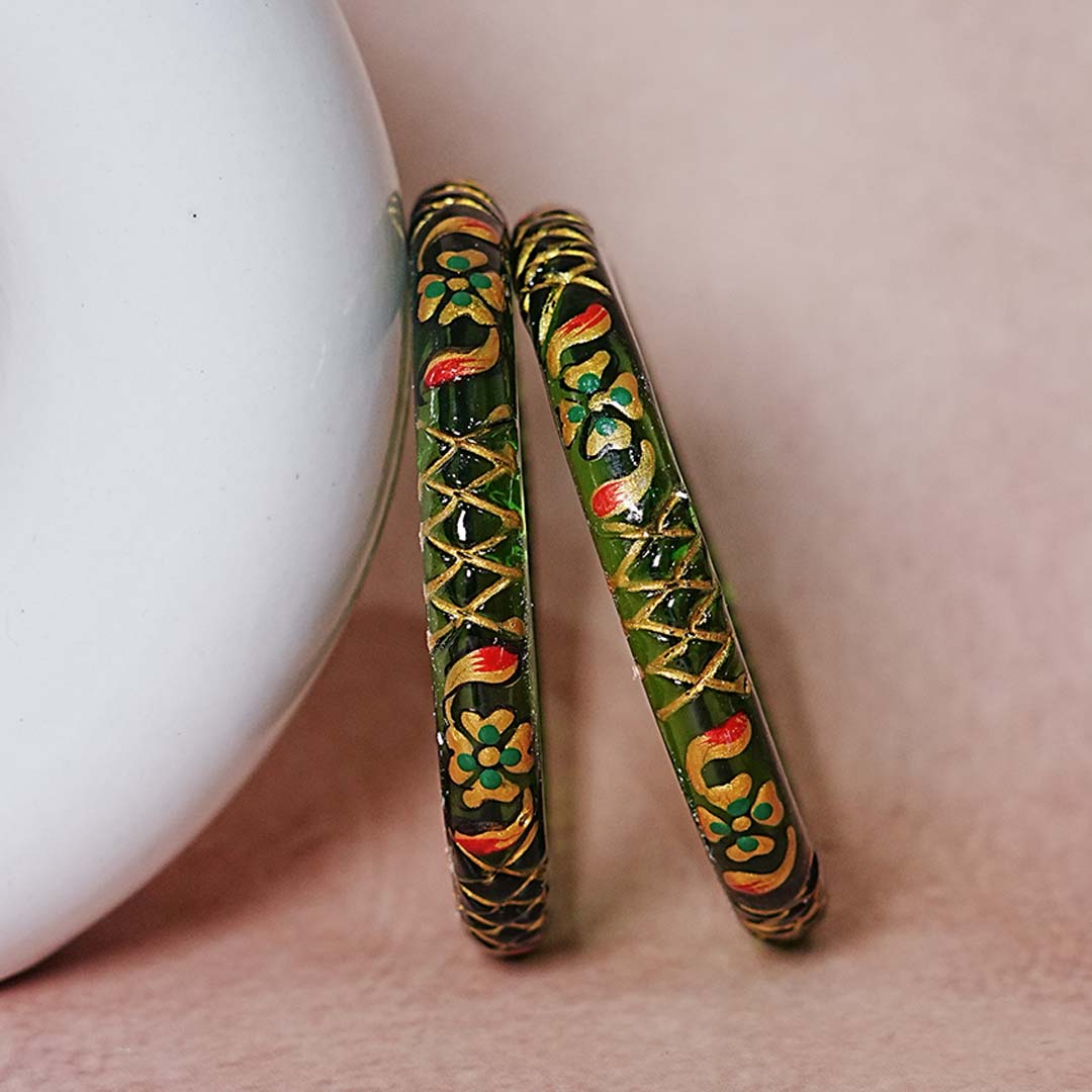 Traditional Glass Kada Bangle with Meenakari Work for Women & Girls (pack of 2 kada)
