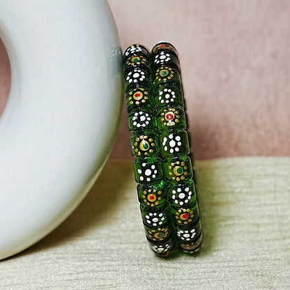 Stylish Cutting Design Printed Glass Kada for Women & Girls (Pack of 2)