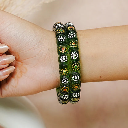 Stylish Cutting Design Printed Glass Kada for Women & Girls (Pack of 2)