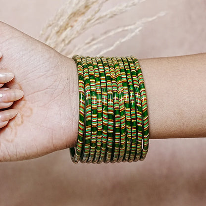 Women’s Printed Glass Bangles – Shiny & Smooth Finish (Pack of 12)