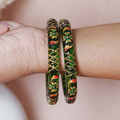 Traditional Glass Kada Bangle with Meenakari Work for Women & Girls (pack of 2 kada)