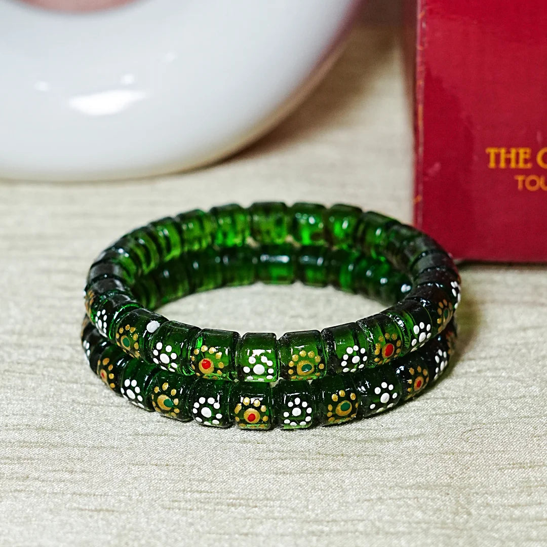 Stylish Cutting Design Printed Glass Kada for Women & Girls (Pack of 2)