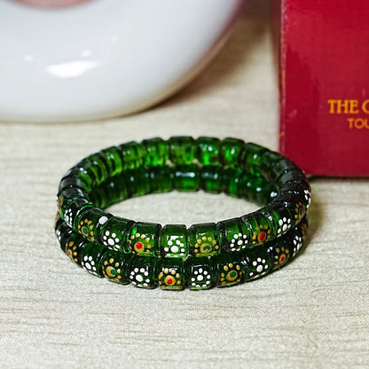 Stylish Cutting Design Printed Glass Kada for Women & Girls (Pack of 2)