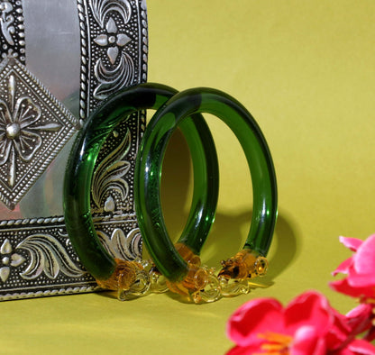 Multiple Color Elephant Design Glass Kada for Women & Girls (Pack of 2 Kada)