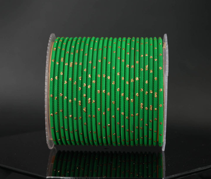 Green Dot Design Matte Finish Metal Bangle for Women & Girls (Pack of 24)