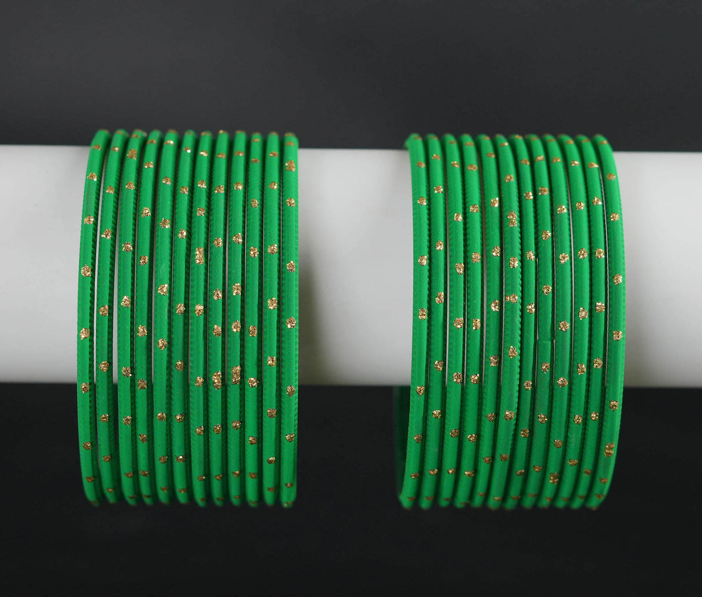 Green Dot Design Matte Finish Metal Bangle for Women & Girls (Pack of 24)