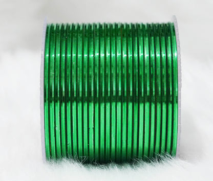 Green Color Glossy Metal Bangle for Women & Girls (Pack of 24)