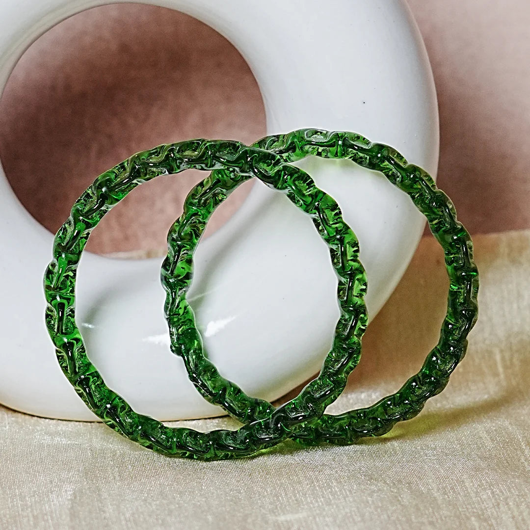 Unique Design "Sitara Glass Kada" Bangles with Glossy Finish for Women & Girls (Pack of 2)