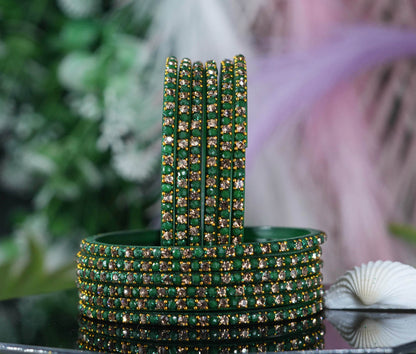 Glass Bangles with Beads Studded for Women & Girls | Multiple Color Chudiyan (Pack of 12 Bangles)