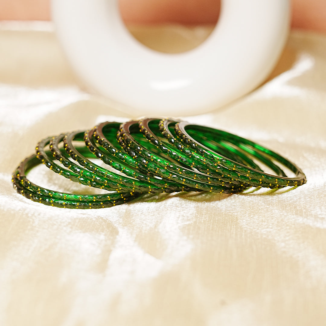 Raindrop Glass Bangle for Women (Pack of 12 Bangles)