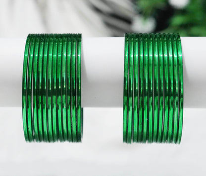 Green Color Glossy Metal Bangle for Women & Girls (Pack of 24)