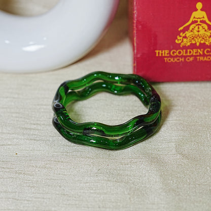 Zig-Zag Glass Kada Bangle, Glossy Finish for women and girls (Pack of 2 Kada)