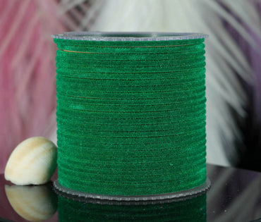 Green Color Velvet Metal Bangles for Women & Girls (Pack of 24)